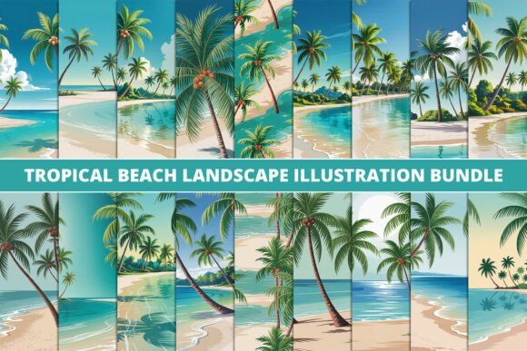 Download Tropical Beach Scene Clipart Set - Premium Bundle